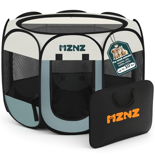 Dog Cat Playpen, Portable Small Animal Playpen Crate Indoor for Dogs Cats Rabbits, Foldable Guinea Pigs Bunny Cage Enclosure for Outdoor, Pop Up Dogs Cats Tent Kennel with Carrying Case, Grey - color: Grey, size: Small (29"L x 29"W x 17"H)