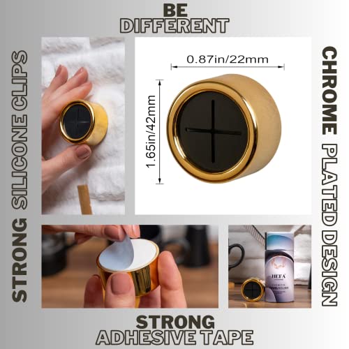 HEFA Modern Kitchen Towel Holder, 4 Pack Golden Yellow Chrome Plated Plastic Towel Hooks with Easy Install, Holds Up to 2 Pounds Each - color: Golden Yellow, size: 4 Pack
