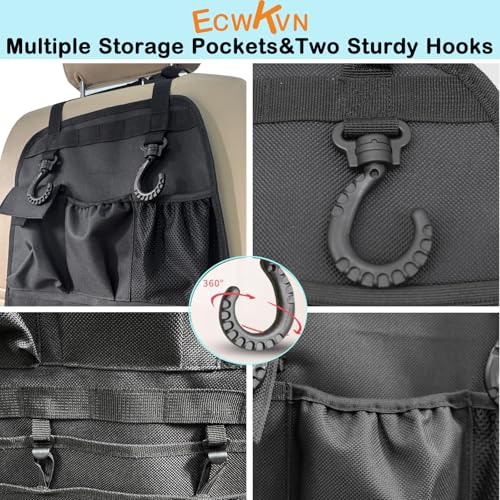ECWKVN Car Seat Back Organizer, Heavy Duty Back Seat Organizer with Multiple Storage Pockets, Work Truck & SUV Seat Back Storage Bag for Tools, Tablet, Bottles & Essentials – Universal Fit