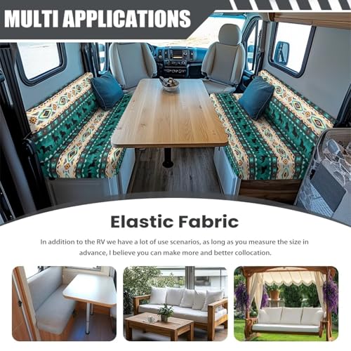 Aztec Horse RV Dinette Cushion Covers Southwestern Navajo Tribal Pattern Camper Cushion Slipcovers Booth Seat Covers Stretch Washable Couch Covers for RV Camper Sofa Bed Easy to Install - color: Aztec Horse