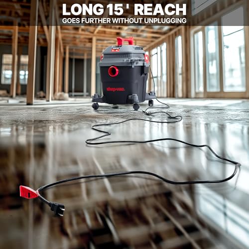 Shop-Vac 6 Gallon 5 Peak HP Wet/Dry Vacuum, Portable Shop Vacuum with Attachments for Jobsite, Garage & Workshop. 5430097 - size: 6 Gallon
