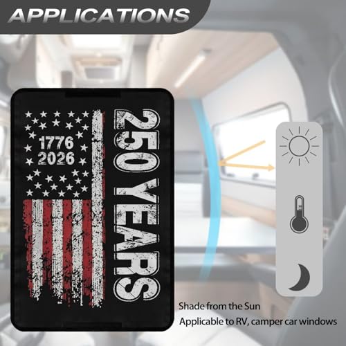 250 Years of American RV Trailer Door Window Shade 16x25 Collapsible RV/Camper Door Window Sun/Privacy Shade Thicken RV Blackout Window Cover Fabric Gift for Holiday - color: 250 Years of American Flag
