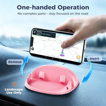 Loncaster Car Phone Holder, Car Phone Mount Silicone Car Pad Mat for Various Dashboards, Slip Free Phone Stand Compatible with iPhone, Samsung, Pink - color: Pink