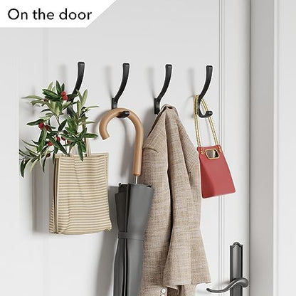saffruff Wall Mount Coat Hooks, Heavy Duty Metal Hooks for Hanging Clothes, Backpack, Bag,Towel & Jacket, Strong 30 lbs Hold Closet Hanger, Black 4 Pack - color: Black, size: 4 Pack