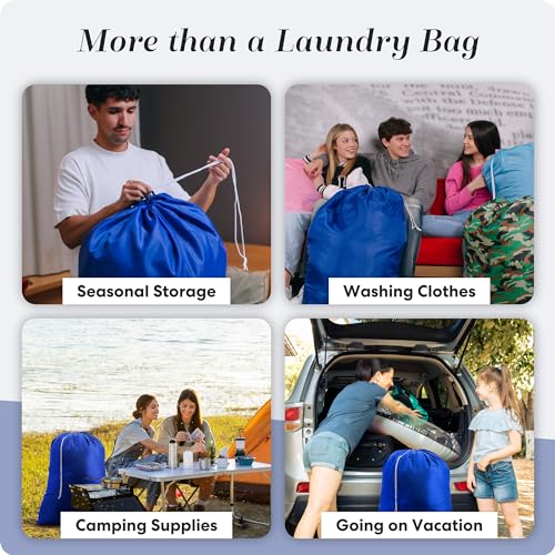 Handy Laundry Nylon XL - Large Capacity with Locking Drawstring, Machine Washable, Fits Laundry Baskets or Hampers, Holds 3 Loads of Clothes - Royal Blue (Pack of 2) - color: Royal Blue