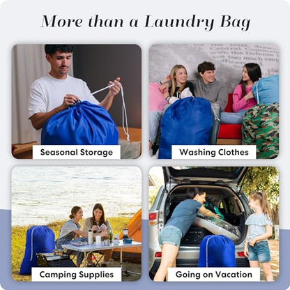 Handy Laundry Nylon XL - Large Capacity with Locking Drawstring, Machine Washable, Fits Laundry Baskets or Hampers, Holds 3 Loads of Clothes - Royal Blue (Pack of 2) - color: Royal Blue