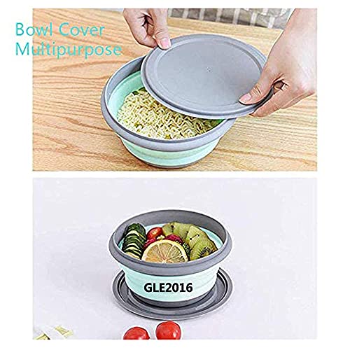 3 PCs Food Grade Silicone Collapsible Bowl Lunch Box - Expandable Food Storage Containers Set -Silicone Salad Bowl with Lid Portable - color: Blue