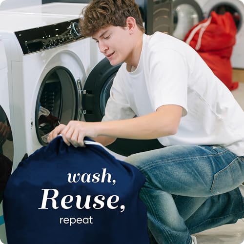 Handy Laundry Nylon XL - Large Capacity with Locking Drawstring, Machine Washable, Fits Laundry Baskets or Hampers, Holds 3 Loads of Clothes - Navy Blue (Pack of 2) - color: Navy Blue