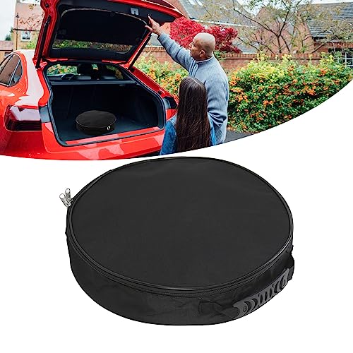 Tissting Round Cable Storage Bag 14.6 Inch - Waterproof Flame Retardant Organizer for EV Charging Cables, Jumper Cables, RV Sewer Hoses & Extension Cords, Portable with Handle