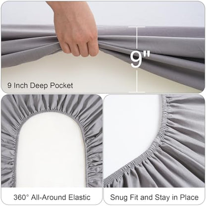 Cot Sheets 31" x 75", Cot Sheet Set 4 Piece for Narrow Twin/RVs Bunk/Camper Bunk/Guest Beds/Army Cots/Trifold Mattress/Travel Size Mattress, Shrinkage & Stain Resistant Cot Sheets Set, Gray