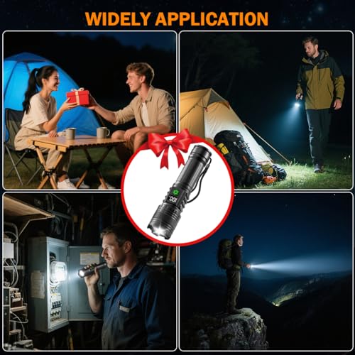 6Pack Rechargeable Flashlights High Lumens, LED Flashlight Rechargeable with LCD Digital Display, 5Modes Adjustable Flash Light, Super Bright Flashlight Powerful, Tactical Flashlights for Home - size: 6Pack