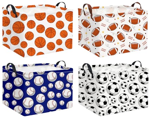 Rectangular Ball Easter Basket Baby Kids Storage Basket for Boys Dinosaur Room Decor Cute Toy Storage Organizer Bins Bedroom(Sports) - color: Sports
