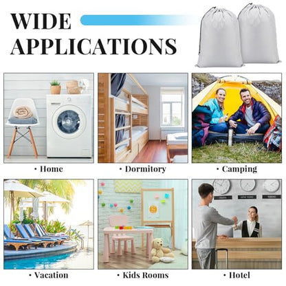 Woanger 12 Pack 28 x 45 Inch Extra Large Laundry Bags Bulk Washable Travel Laundry Bag with Drawstring Closure Large Dirty Clothes Organizer for College Dorm Home Hotel Camping (Silver) - color: Silver