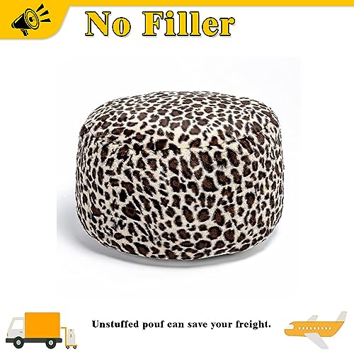 Asuprui Animal Pouf Ottoman Unstuffed Ottoman Foot Rest Round Fuzzy Pouf Seat Bean Bag Foot Rest Foldable Floor Chair Storage for Living Room Bedroom Leopard Print - color: Leopard Print Pouf No Filler