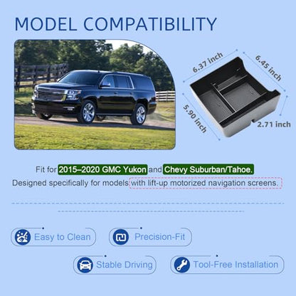 EDBETOS Console Organizer Tray for 2015-2020 GMC Yukon & Chevy Suburban/Tahoe Screen Back Storage Tray, Hidden Dashboard Storage Organizer, Motorized Screen Rear Tray for Sunglasses, Phones, Cards