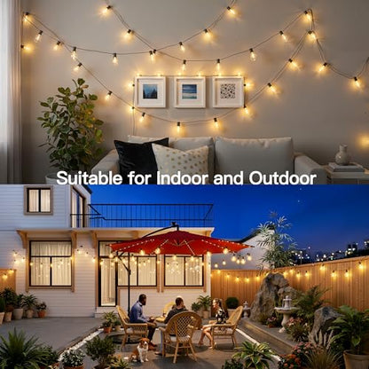100FT Outdoor String Lights with Remote, 50 + 3 Spare G40 LED Bulbs Plug in Connectable Dimmable Patio Lights, Waterproof Hanging Lights for Outside Backyard Balcony Yard Deck Party - style: 100FT-G40(Remote+Dimmer)