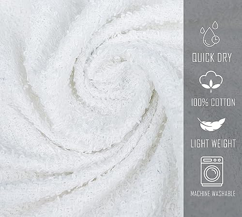 White Bath Towels (Pack of 36, 20x40 Inches - Economy, Cheap, Lightweight, Quick Drying - Bulk Sets for Commercial Uses, Gym, Salon, Spa & Hair) - color: White, size: Bath Towel - Pack of 36 - 20x40 Inches