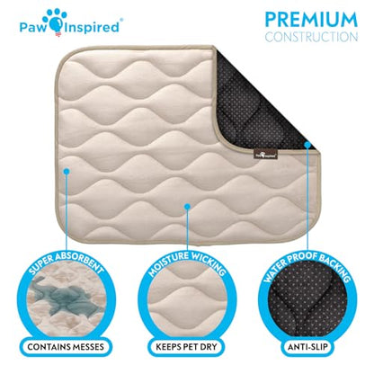 Paw Inspired Washable Padded Crate Mats for Dogs | 23” x 17” Pad, Fits 24-inch Kennels | Leakproof, Waterproof Bottom, Plush Pet Beds (Tan) - color: Tan, size: 24 Inch