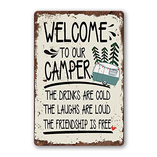 Camper Decor Camping Accessories For Campers Rv Decorations For Inside Sign Metal Tin Signs Funny Campsite Rules Travel Trailer Wall Decor Personalized Welcome Gifts - color: Camper02