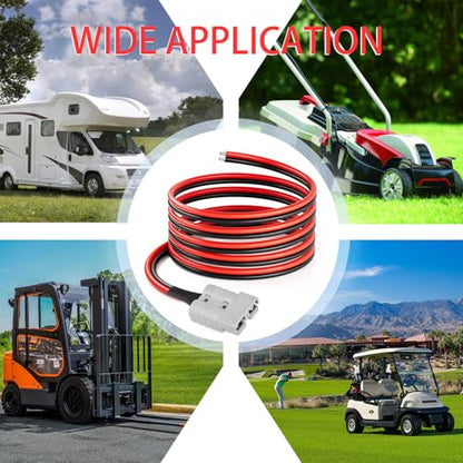 ELFCULB 10AWG 10FT Anderson Connector 50 Amp Cable,Anderson SB50 Plug Battery Quick Connector Cable for Solar and Wind Energy Systems Battery Connections Forklifts - size: 10FT