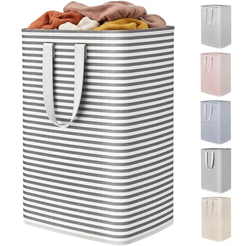 Lifewit 1 Pack Laundry Basket 80L Each, Collapsible Clothes Hamper with Reinforced Handles, Freestanding Waterproof Design for Bedroom and Laundry Room, Black 80L Total - color: Black, size: 80L