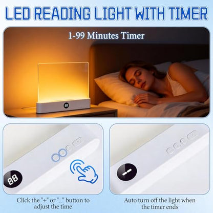 LED Reading Light, Rechargeable Clear Flat Book Light with 3 Colors & Timer, Dimmable Book Lights for Reading at Night, Doodleable Panel Plate Lamp Full Page Lights, for Book Lovers (Black) - color: Black