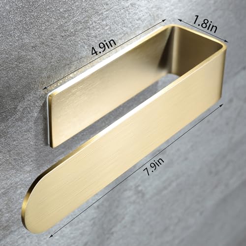 Taozun Adhesive Towel Rack/Hand Towel Holder, Gold Towel Holder for Bathroom Towel Bar Stick on Wall, Stainless Steel Brushed Towel Ring, 2 Packs - color: Gold, size: 8-inch(2 Pack)