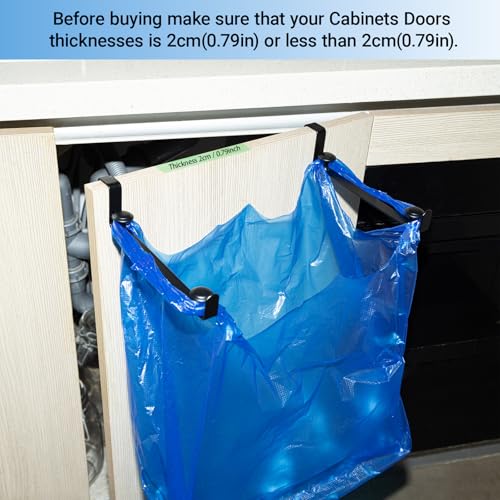 Large Trash Bag Holder for Kitchen Cabinets Doors, Under Sink Plastic Bag Hooks, Stainless Steel Garbage Bag Holder, Kitchen Trash Waste Cans (Black) - color: Black