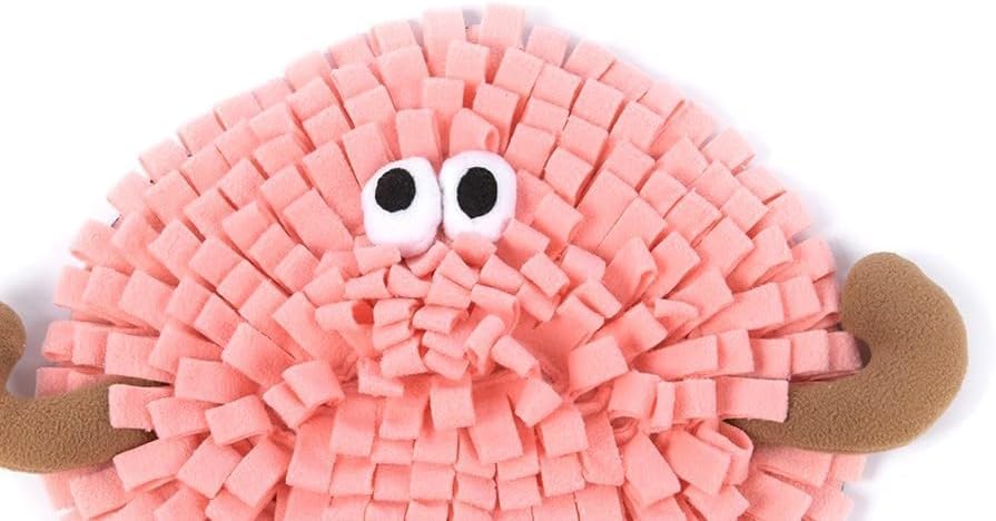 Ferret Cats Snuffle Mat Fleece Foraging Mats Interactive Feeding Toy Small Animal Rabbit Guinea Pig Rat Hamster Anti Slip Treat Dispenser Slow Feeder (Peach) - color: Peach