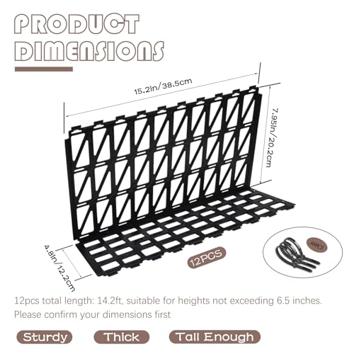 12 Pcs Under Couch Blocker for Bed Adjustable Furniture Plastic Under Bed Blocker with 30 Ties Black Couch Barriers for Dogs Pets Cats (Style 2) - color: Style 2