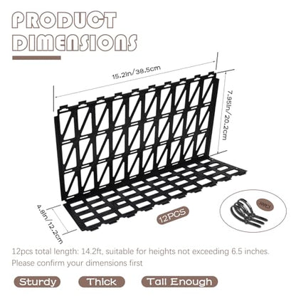 12 Pcs Under Couch Blocker for Bed Adjustable Furniture Plastic Under Bed Blocker with 30 Ties Black Couch Barriers for Dogs Pets Cats (Style 2) - color: Style 2