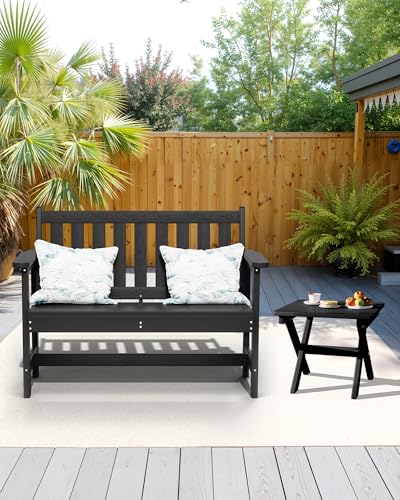 SERWALL Folding Outdoor Side Table Set of 4, Small Adirondack Side Table, Black - color: Black, size: Foldable 4-pack