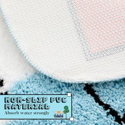 Drydiet Camper Van Bathroom Rug Cute Blue Camper Van Door Mat Bath Mat Bathroom Decoration Travel Car Rug Non Slip Washable - style: Camper Van