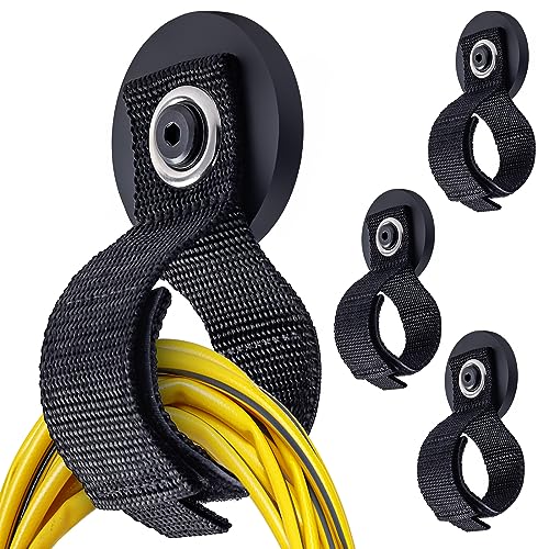 Homde 4Pcs Strong Magnetic Hook, Heavy Duty Magnet Holder for Garage Workshop RV, Utility Hanger for Hose Cable Rope Garden Tool, Wall Storage Hooks for Indoor Outdoor Hanging - color: 4 Black