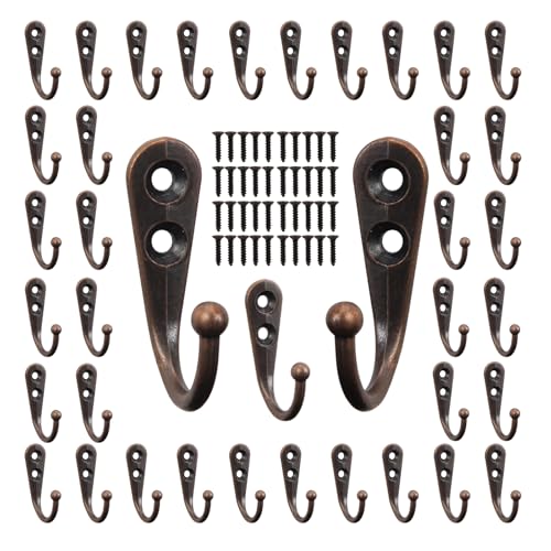 POZEAN 40 Pack Wall Hooks for Hanging, Heavy Duty Small Coat Hooks Wall Mounted for Living Room, Bathroom, Kitchen, Bedroom for Key, Cup, Bag, Hat, Scarf, and More (Oil Rubbed Bronze) - color: Oil Rubbed Bronze, size: 40PCS