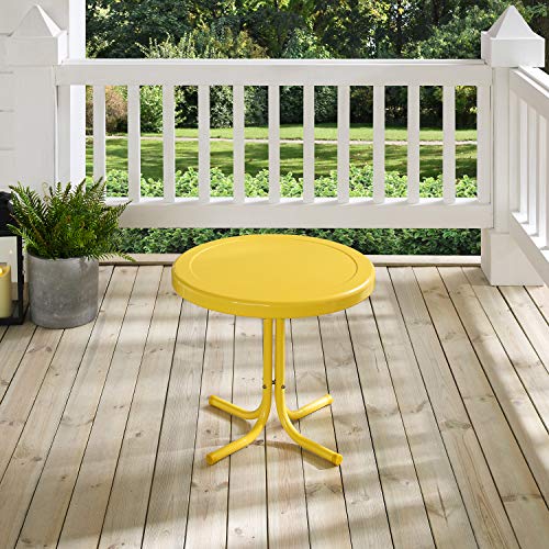 Crosley Furniture Griffith Weather Resistant Retro Metal Outdoor Side Table for Patio, Deck, Porch, Yellow - color: Yellow