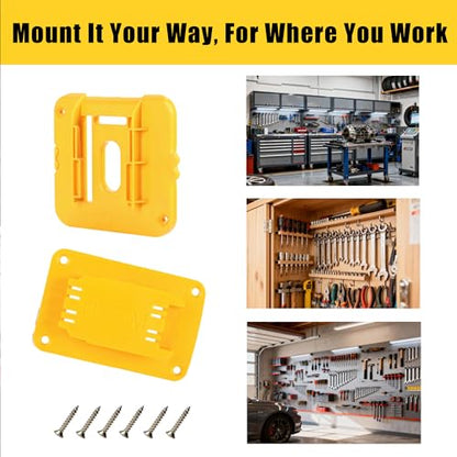24 Packs Battery Holder & Power Tool Holder Wall Mount Compatible with DeWalt 20V/60V & Milwaukee M18 18V Tools, Batteries Organizer Hanger Heavy-Duty ABS Rack for Garage Workshop Shelf Work Van