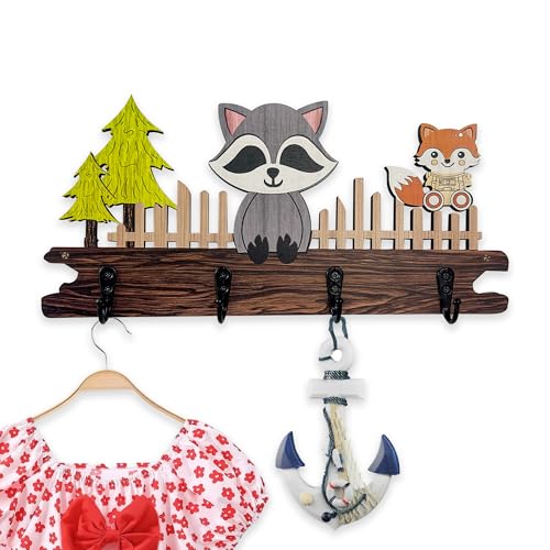 Dog Leash Holder for Wall Mount, Farmhouse Wooden Dog Claw Hooks, Paws Key Rack Accessories for Rustic Home Decor (Raccoon) - size: raccoon