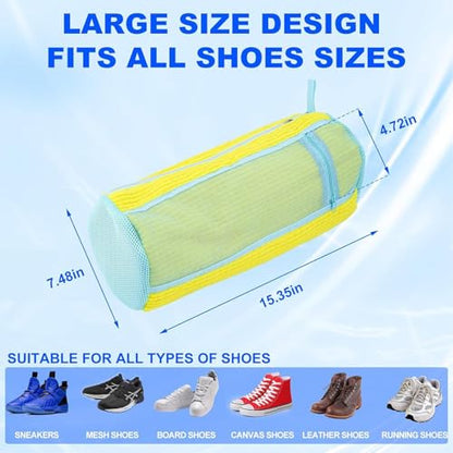 Shoe Washing Machine Bag - Set of 2 Shoe Washing Bags, Side Mesh for Insoles Sock, 360° Deep Clean Laundry Bag, Reusable Shoe-Bag for Washing Machine, Cleaning Bag for Sneakers - color: Yellow
