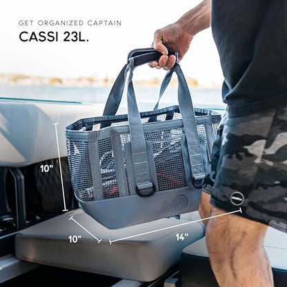 MISSION Boat Gear CASSI Heavy-Duty Outdoor Tote and Waterproof Marine-Grade Mesh Boat Bags - color: Steel Blue, size: 23 Liter
