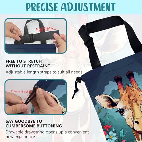 Car Garbage Bag Giraffe and Colorful Flowers Drawstring Car Trash Bag Hanging for Back Seat with Adjustable Buckle Canvas Vehicle Trash Can Easy-to-Install - color: Giraffe and Colorful Flowers