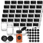 Tosnail 36 Pack 2.7 Oz Small Plastic Spice Bottles with Black Shaker Lids and Labels, Empty Plastic Jars with Lids, Seasoning Shaker Containers for Travel, Camping, Glitter, Gift, Party Favors - Clear