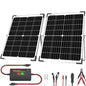 SOLPERK 12V 50W Solar Panel Kit, 2pcs 25W Solar Battery Maintainer+Waterproof 8A Controller+Adjustable Mount Bracket for Boat RV Car Motorcycle Marine Automotive - size: 50W