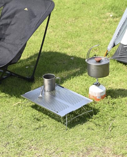 iClimb Mini Solo Folding Table Ultralight Compact for Backpacking Camping Hiking Beach Picnic (Silver - S) - color: Silver, size: Small