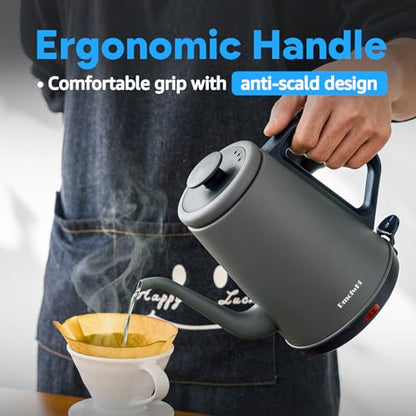 DmofwHi Gooseneck Electric Kettle(1.0L),1000W Electric Tea Kettle of 304 Stainless Steel,Auto Shut off,Water Kettle for Coffee and Tea-Grey - color: Grey