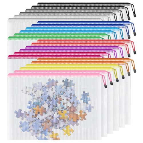Smarpau B4 Mesh Zipper Pouch, 24 Pack 12 Colors 15" x 11" Zipper Pouches for Organizing, Multipurpose Waterproof Zipper Bags for Office Supplies - color: Assorted Colors, size: B4-15x11in