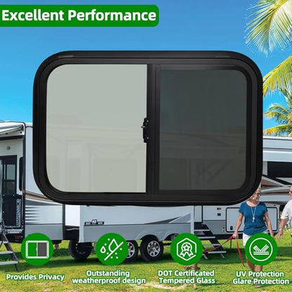RV Window,Camper Replacement Horizontal Sliding RV Window for Cargo Trailer Utility Travel Trailer Cargo Van Truck SUV 24" W x 15" H,Fit 15/16" or 1-3/8" Thick Wall,Allow Error 1/16",DOT Approved - size: 24"W x 15"H