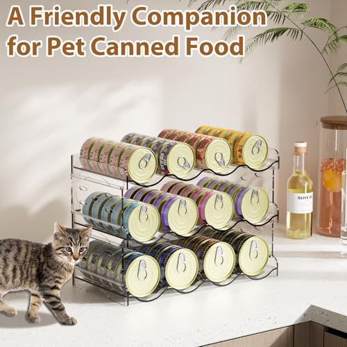 Flenpptly Cat Food Can Organizer, 3-Tier Cat Food Organizer, Transparent Can Organizer for Pantry, Canned Food Organizer Holds 60 (3oz) Cans, Pantry can Organizer (3-Tier 4-Can) - size: 3-Tier 4-Can