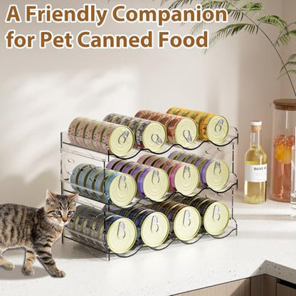 Flenpptly Cat Food Can Organizer, 3-Tier Cat Food Organizer, Transparent Can Organizer for Pantry, Canned Food Organizer Holds 60 (3oz) Cans, Pantry can Organizer (3-Tier 4-Can) - size: 3-Tier 4-Can