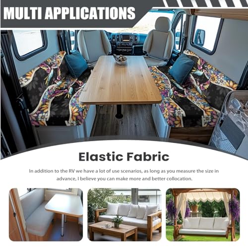 Boho Mandala Hummingbird Print RV Dinette Cushion Covers Washable Sofa Furniture Protector Stretch RV Couch Covers Include 1 Backrest Cover 1 Bench Cover and 1 Pillowcase - color: Boho Mandala Hummingbird